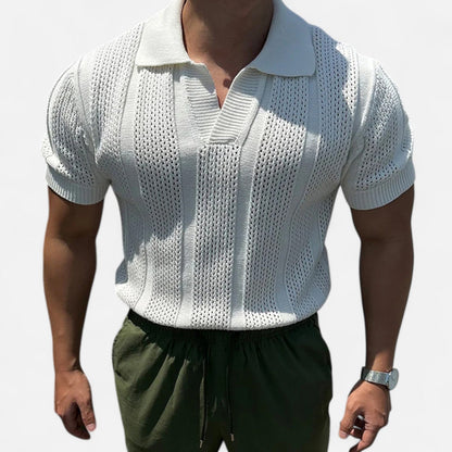 SwissFellas | Herren Baumwoll-Mesh Polo mit kurzen Ärmeln – Slim Fit, von Vintage inspirierte Eleganz