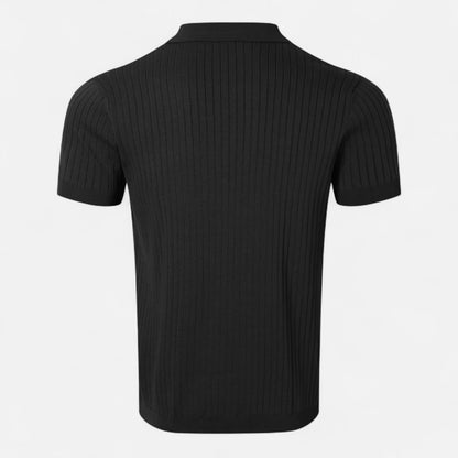 SwissFellas | Herren Retro Strick Poloshirt mit kurzen Ärmeln – Heritage Textur, lässige Raffinesse