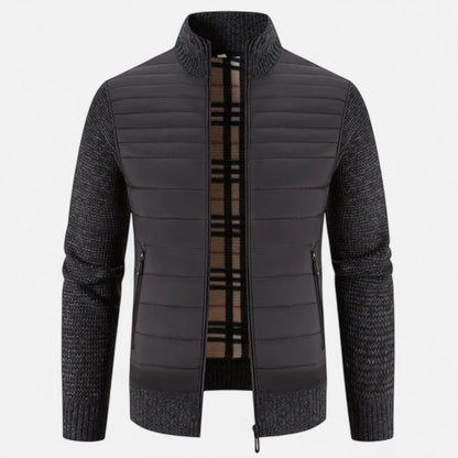 SwissFellas | Herren Fleece Stehkragen Patchwork Jacke