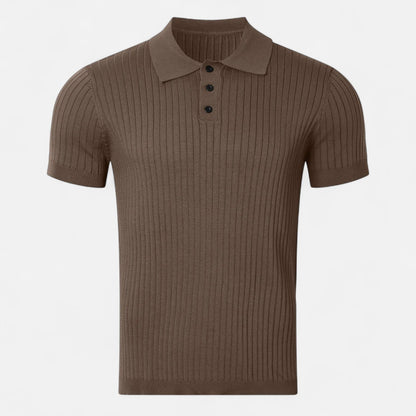 SwissFellas | Herren Retro Strick Poloshirt mit kurzen Ärmeln – Heritage Textur, lässige Raffinesse