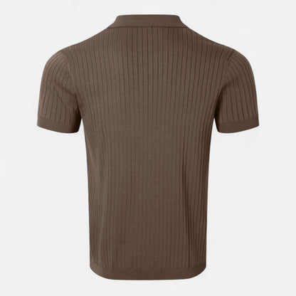 SwissFellas | Herren Retro Strick Poloshirt mit kurzen Ärmeln – Heritage Textur, lässige Raffinesse