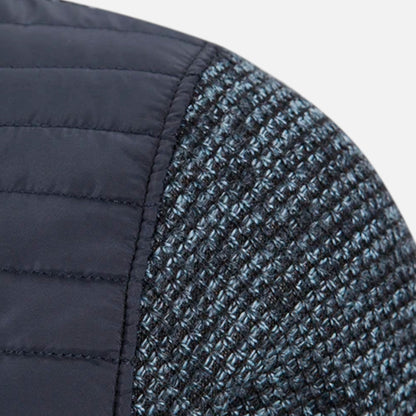 SwissFellas | Herren Fleece Stehkragen Patchwork Jacke
