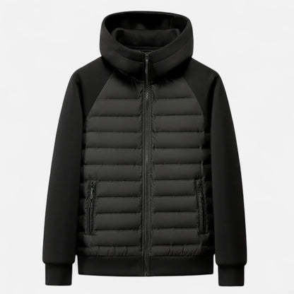 SwissFellas | Herren Kapuzen-Daunenjacke – Gespaltener Steppstil