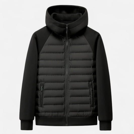 SwissFellas | Herren Kapuzen-Daunenjacke – Gespaltener Steppstil