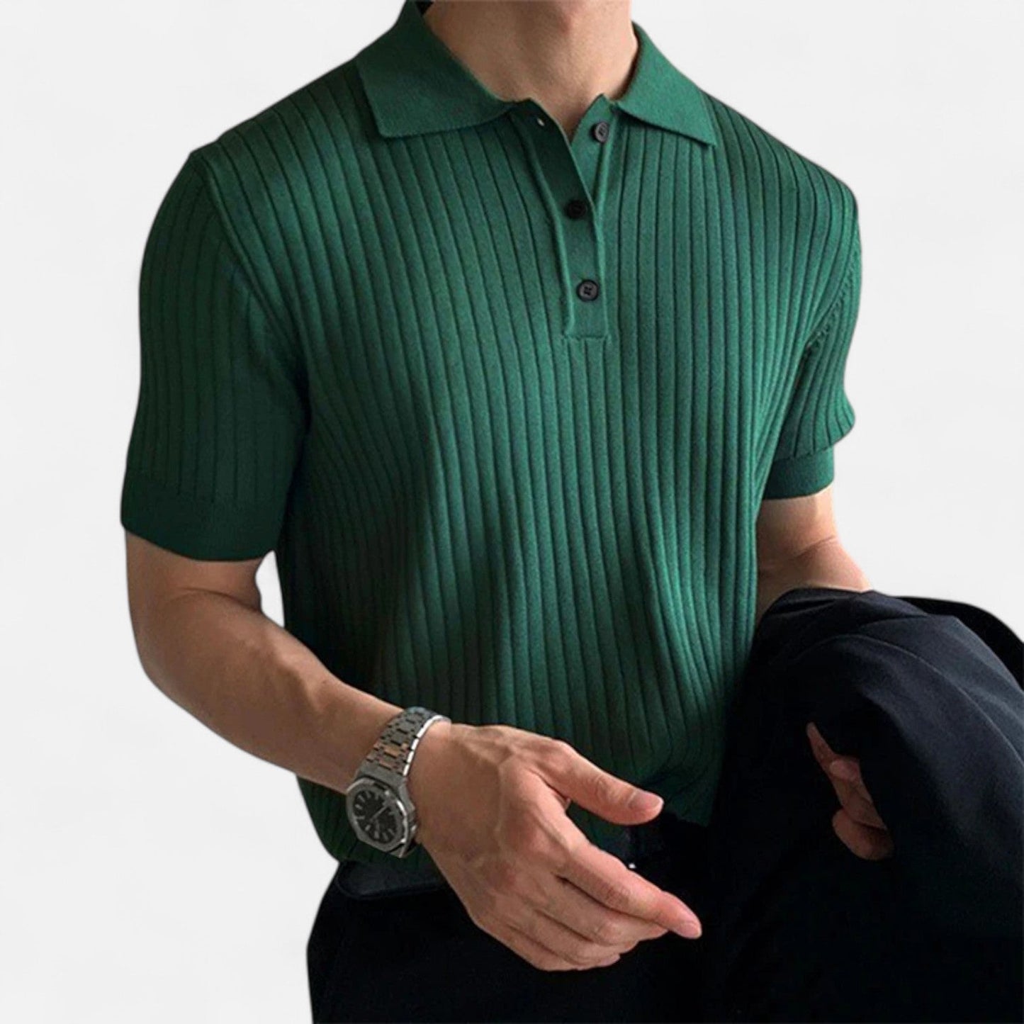 SwissFellas | Herren Retro Strick Poloshirt mit kurzen Ärmeln – Heritage Textur, lässige Raffinesse