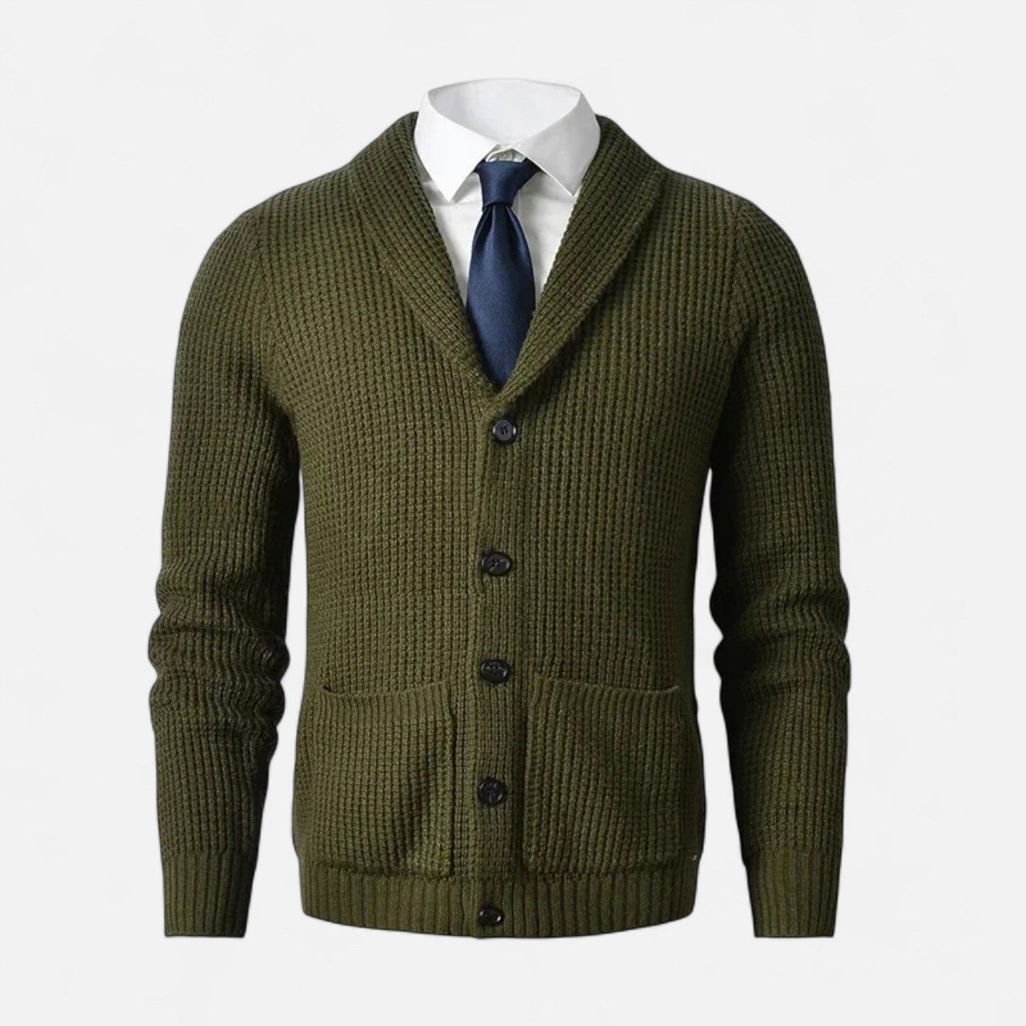 SwissFellas | Herren Woll-Cardigan mit Knopfverschluss – Klassischer Slim Fit Stil