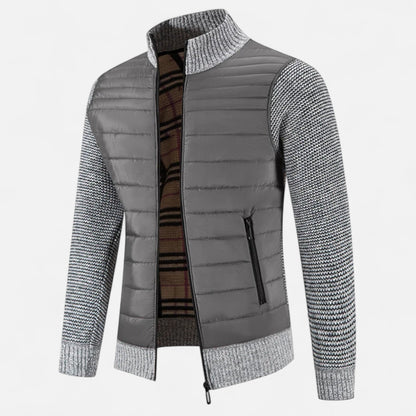 SwissFellas | Herren Fleece Stehkragen Patchwork Jacke