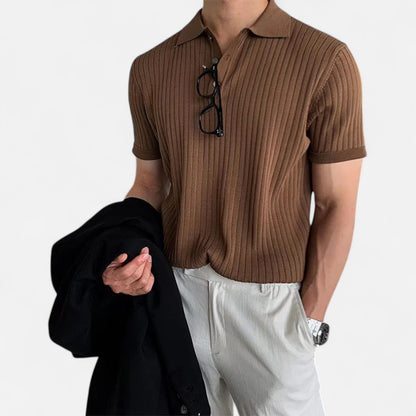 SwissFellas | Herren Retro Strick Poloshirt mit kurzen Ärmeln – Heritage Textur, lässige Raffinesse