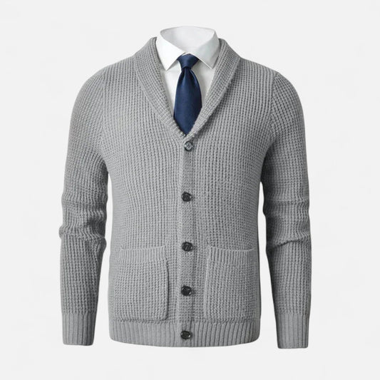 SwissFellas | Herren Woll-Cardigan mit Knopfverschluss – Klassischer Slim Fit Stil