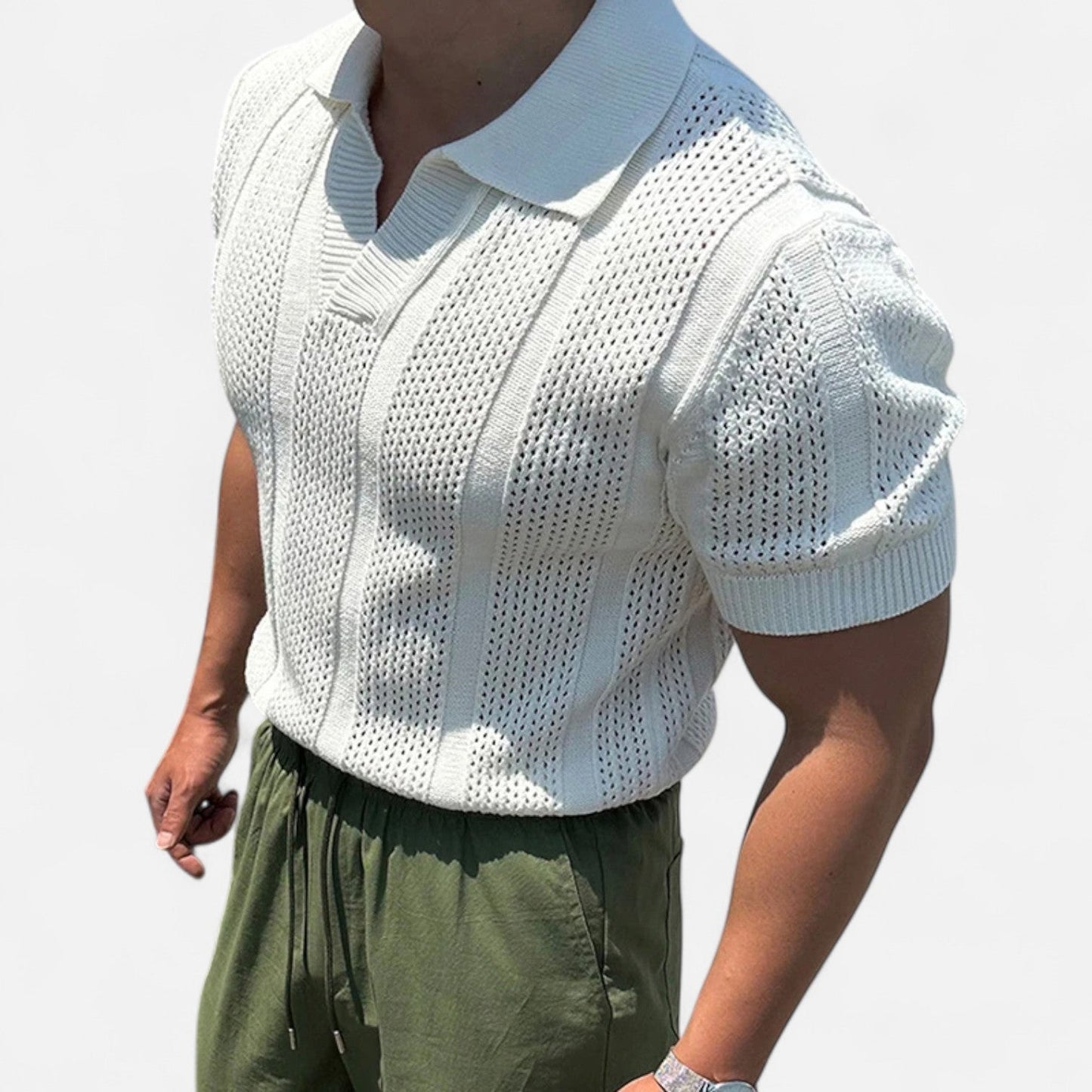 SwissFellas | Herren Baumwoll-Mesh Polo mit kurzen Ärmeln – Slim Fit, von Vintage inspirierte Eleganz
