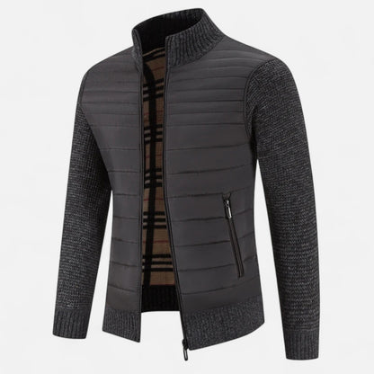 SwissFellas | Herren Fleece Stehkragen Patchwork Jacke