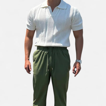 SwissFellas | Herren Baumwoll-Mesh Polo mit kurzen Ärmeln – Slim Fit, von Vintage inspirierte Eleganz