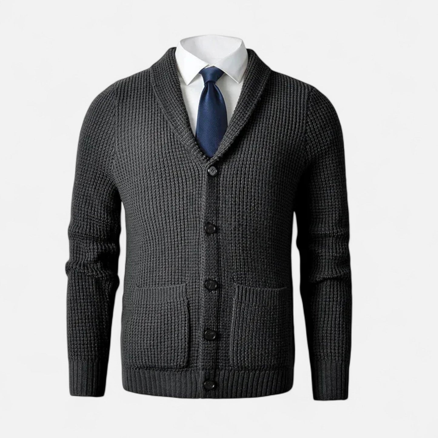 SwissFellas | Herren Woll-Cardigan mit Knopfverschluss – Klassischer Slim Fit Stil