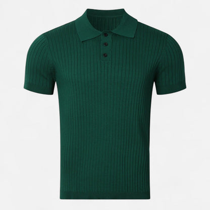 SwissFellas | Herren Retro Strick Poloshirt mit kurzen Ärmeln – Heritage Textur, lässige Raffinesse
