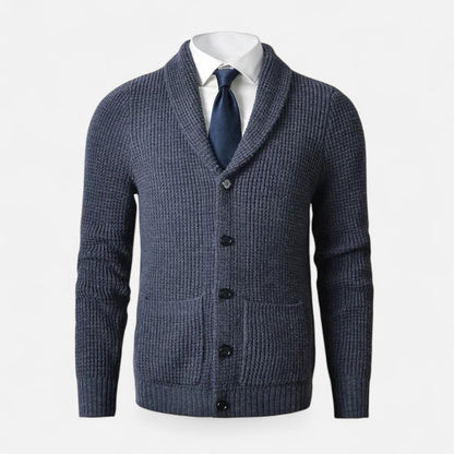 SwissFellas | Herren Woll-Cardigan mit Knopfverschluss – Klassischer Slim Fit Stil