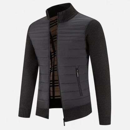 SwissFellas | Herren Fleece Stehkragen Patchwork Jacke