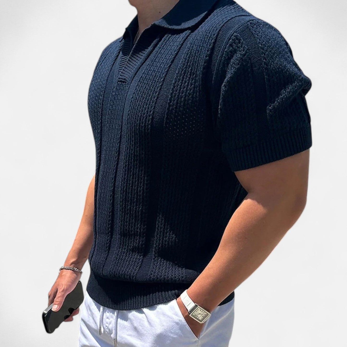 SwissFellas | Herren Baumwoll-Mesh Polo mit kurzen Ärmeln – Slim Fit, von Vintage inspirierte Eleganz