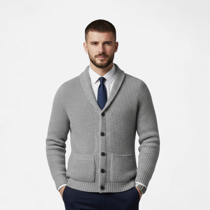 SwissFellas | Herren Woll-Cardigan mit Knopfverschluss – Klassischer Slim Fit Stil