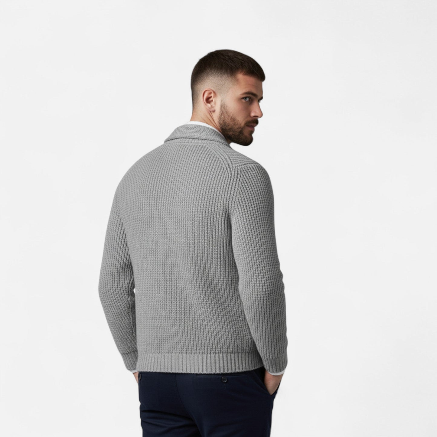 SwissFellas | Herren Woll-Cardigan mit Knopfverschluss – Klassischer Slim Fit Stil