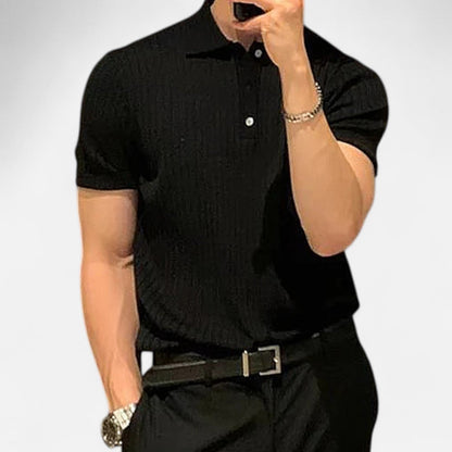 SwissFellas | Herren Retro Strick Poloshirt mit kurzen Ärmeln – Heritage Textur, lässige Raffinesse