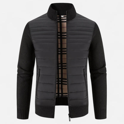 SwissFellas | Herren Fleece Stehkragen Patchwork Jacke