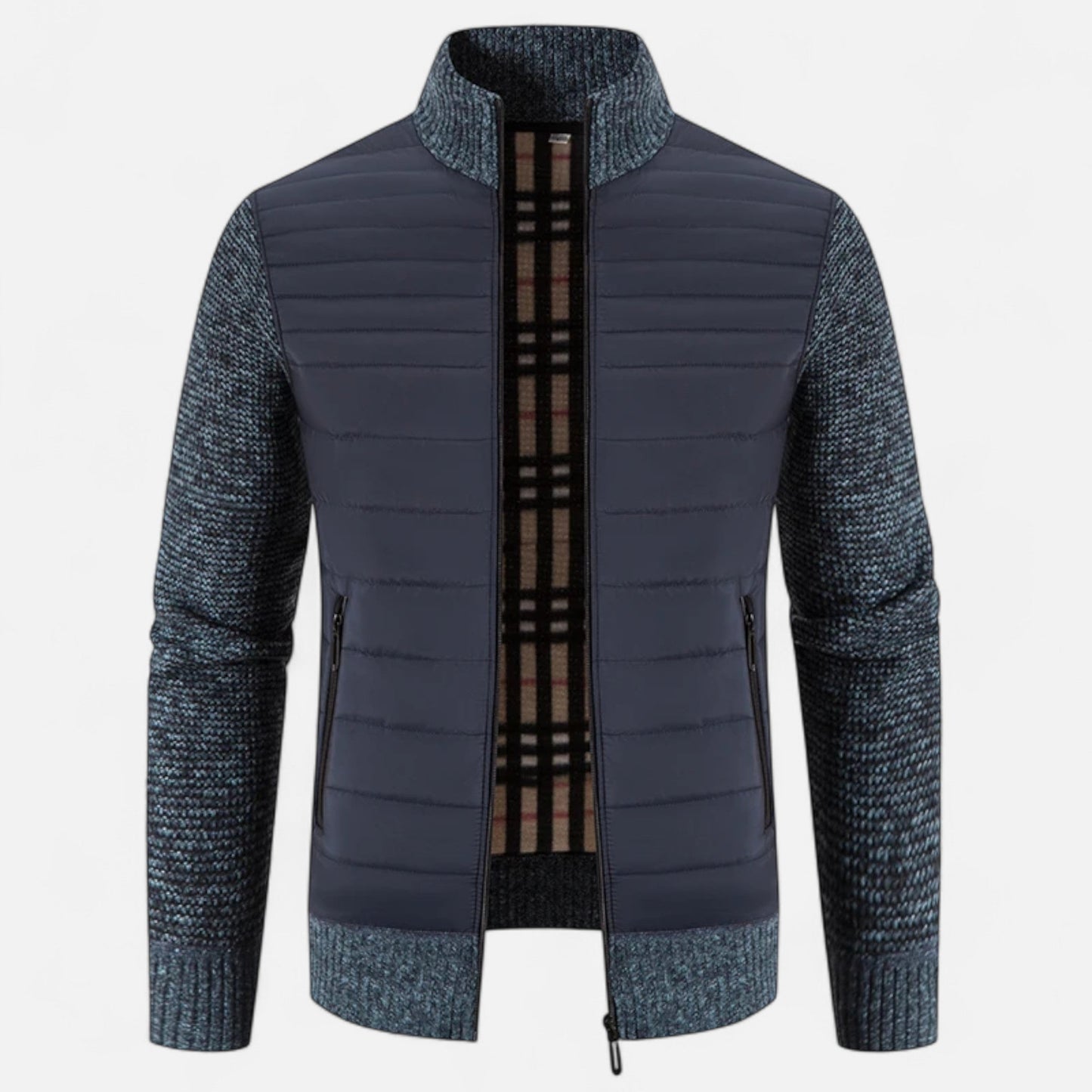 SwissFellas | Herren Fleece Stehkragen Patchwork Jacke