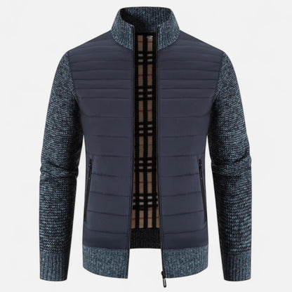 SwissFellas | Herren Fleece Stehkragen Patchwork Jacke