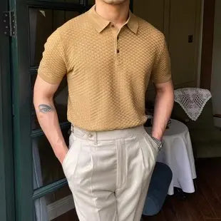 Herren-Poloshirt aus Waffelstrick