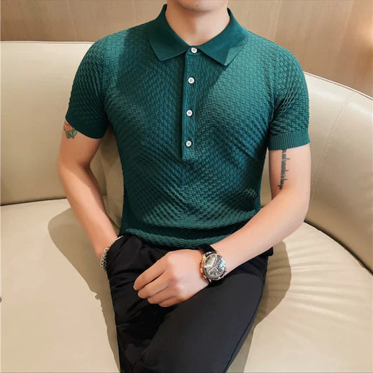 Herren-Poloshirt aus Waffelstrick