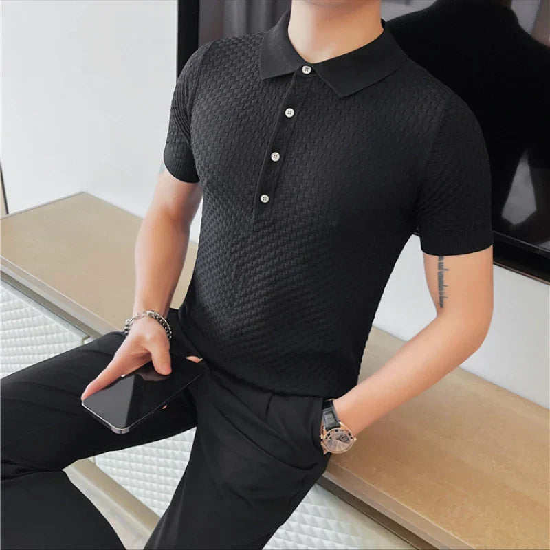 Herren-Poloshirt aus Waffelstrick