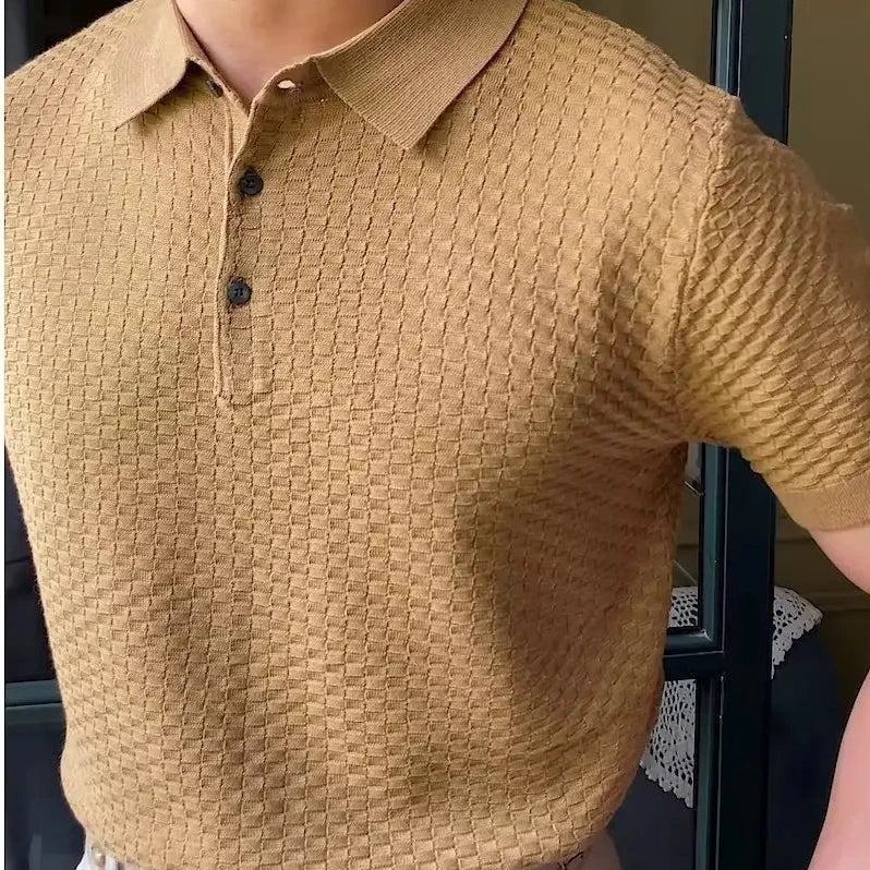 Herren-Poloshirt aus Waffelstrick