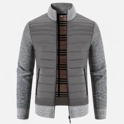 SwissFellas | Herren Fleece Stehkragen Patchwork Jacke