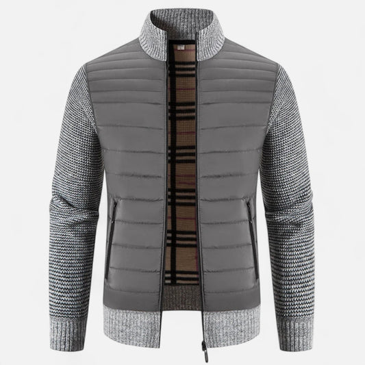 SwissFellas | Herren Fleece Stehkragen Patchwork Jacke